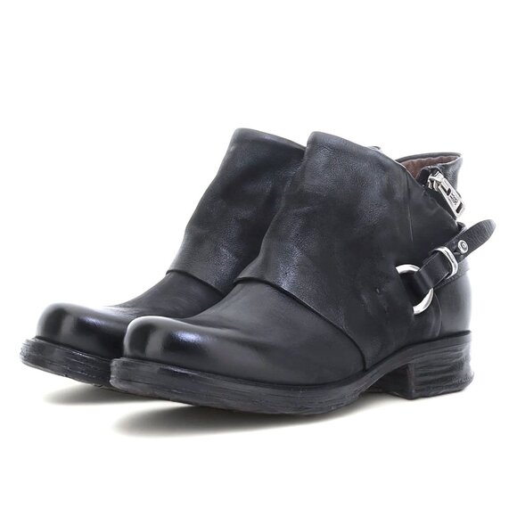 A.S.98 Steve Studded Moto Bootie Boots Size 39 8.5 9 Black Leather Zippers NEW - Picture 1 of 14